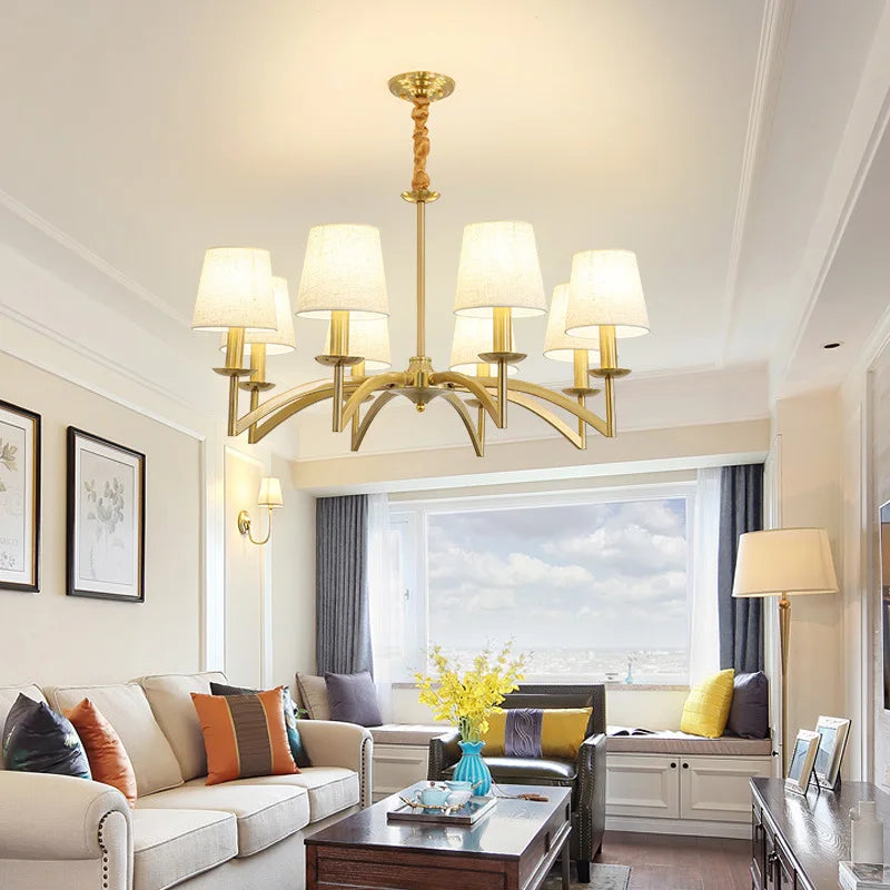 lustre rétro américain tissu led décoration cuisine éclairage suspendu