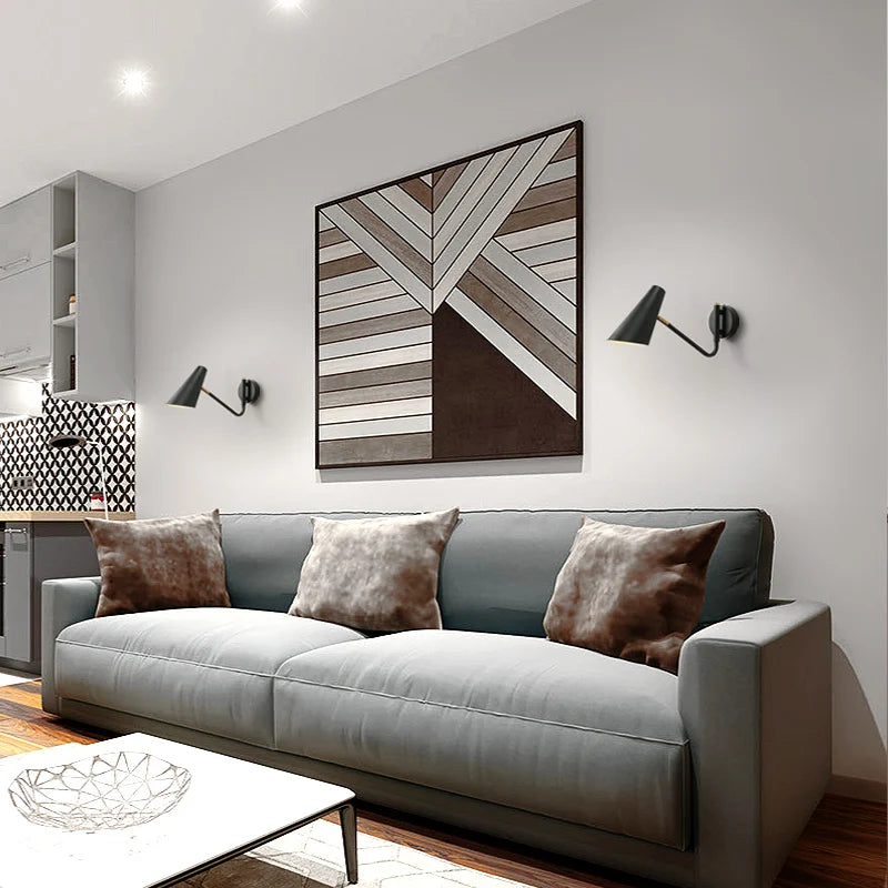 Applique murale réglable interrupteur vintage led flexible noir/or