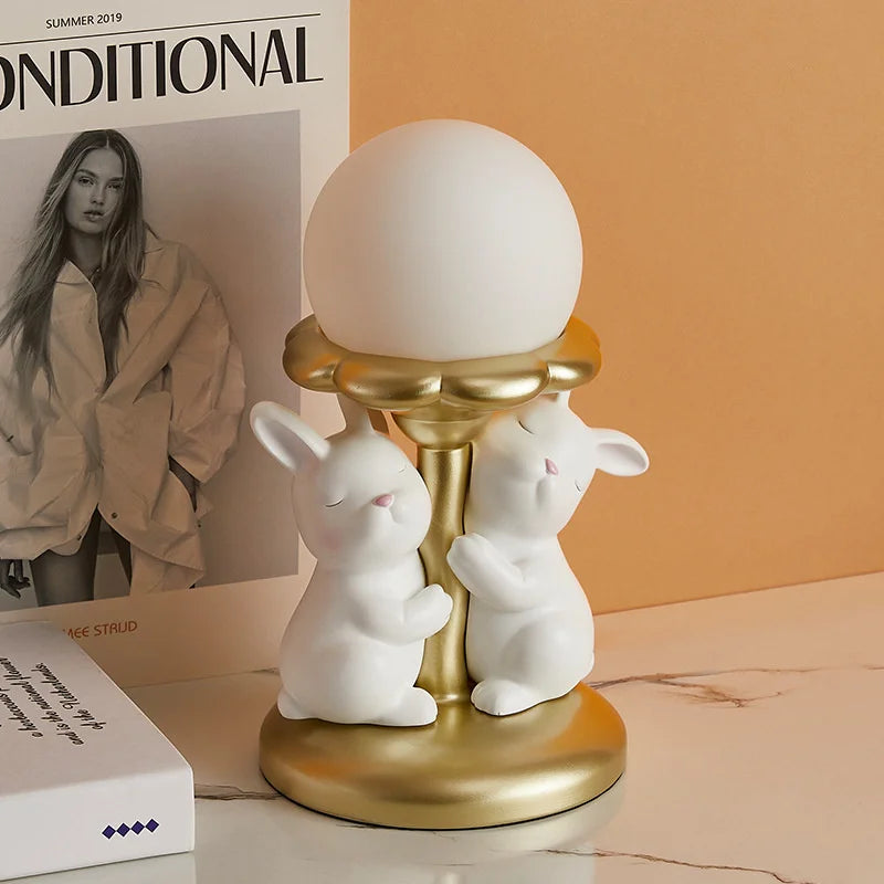lampe de bureau nordique kawaii en forme de lapin en résine