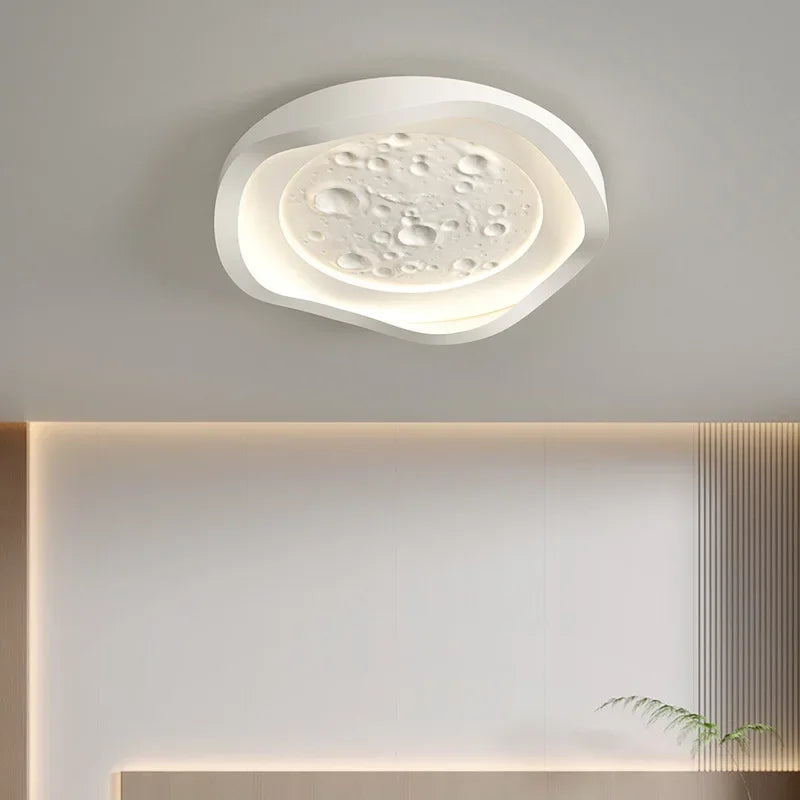 plafonnier led moderne en résine forme cratère de lune décoratif