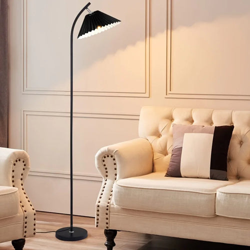 lampadaire nordique moderne abat-jour plissé pour décoration intérieure