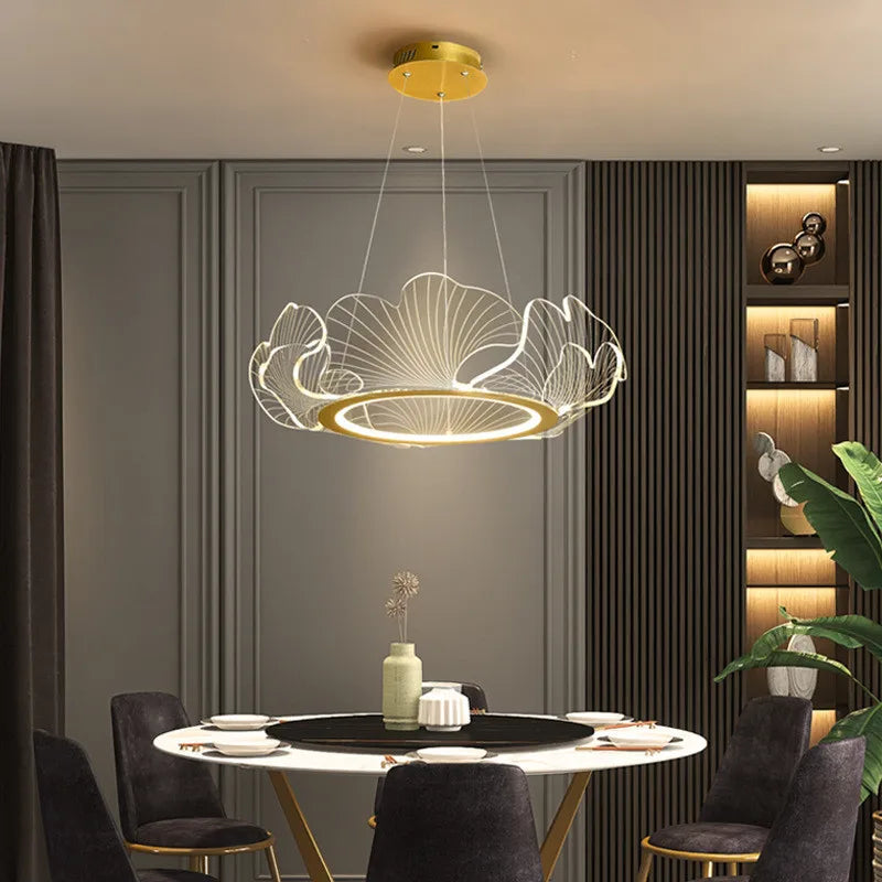 lustre led postmoderne de luxe réglable lotus feuille minimaliste