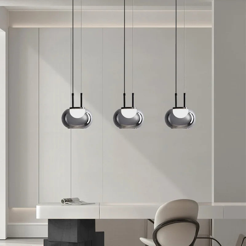 Suspension en verre gris fumé