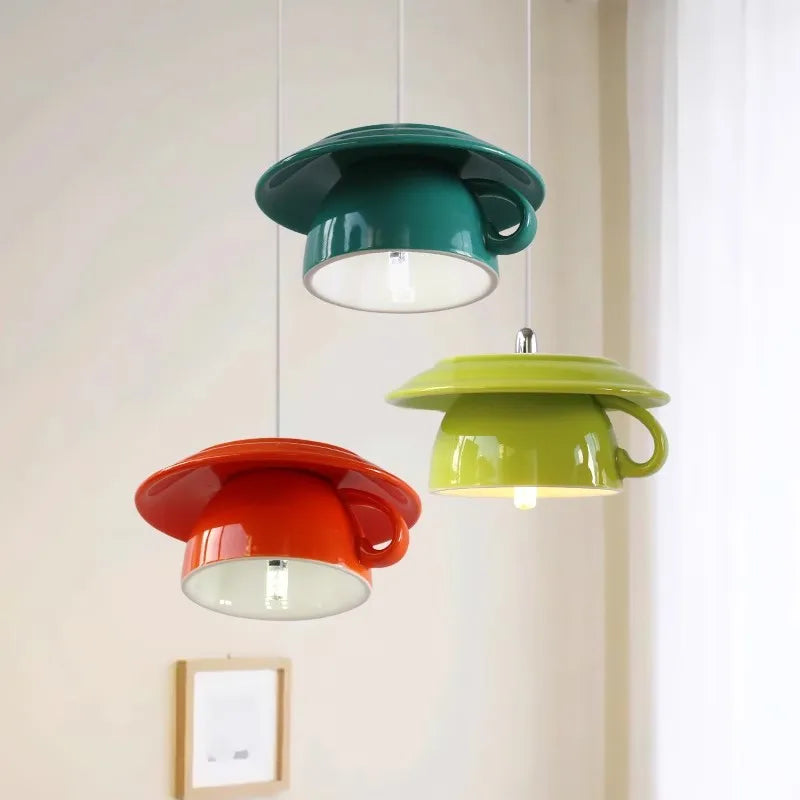 suspension en céramique design art thé éclairage led g4