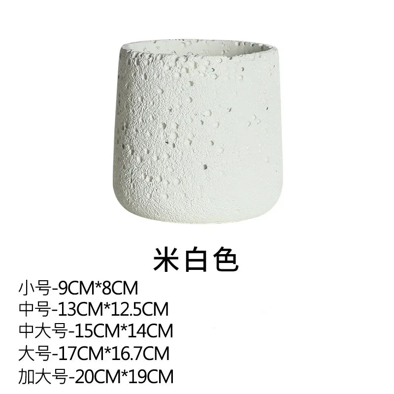 pot de fleurs en ciment style nordique avec plateau décoratif