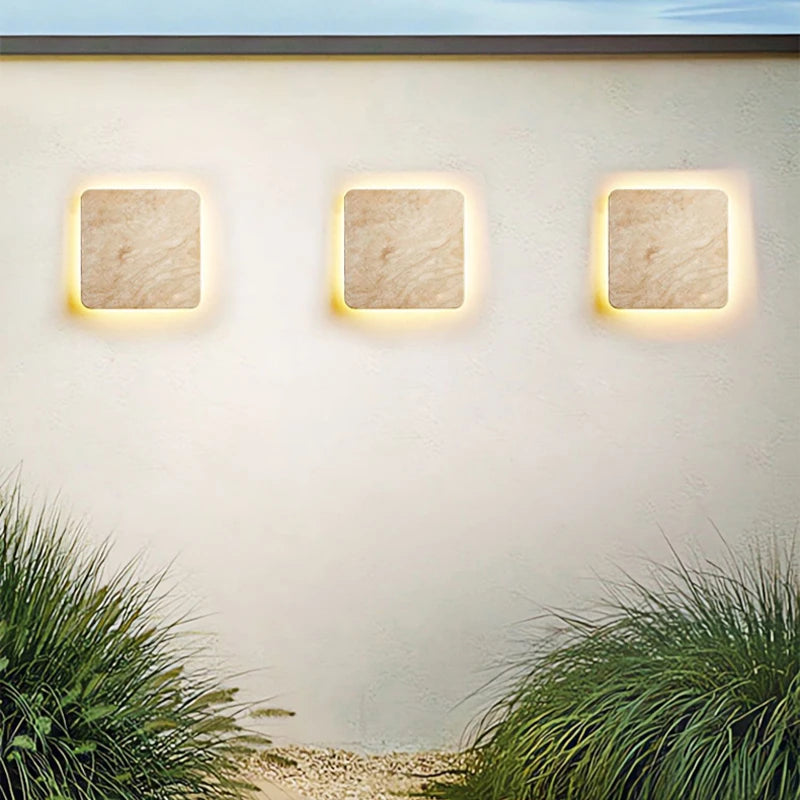 Applique murale pierre naturel Yellowstone Ip65 LED étanche carrée Villa cour entrée couloir Restaurant lumières décoratives