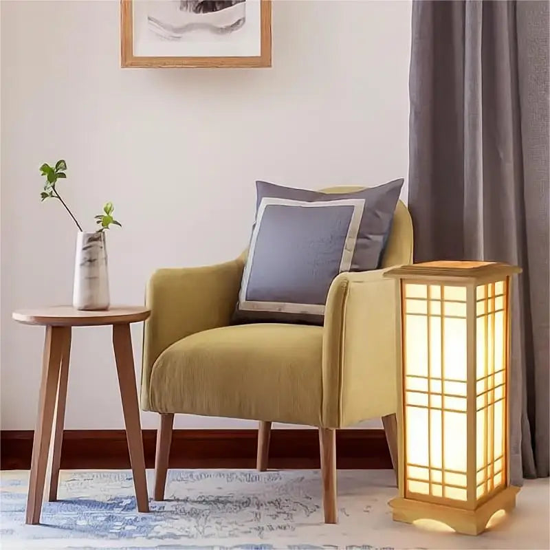 lampadaire japonais en bois massif pour intérieur lumineux