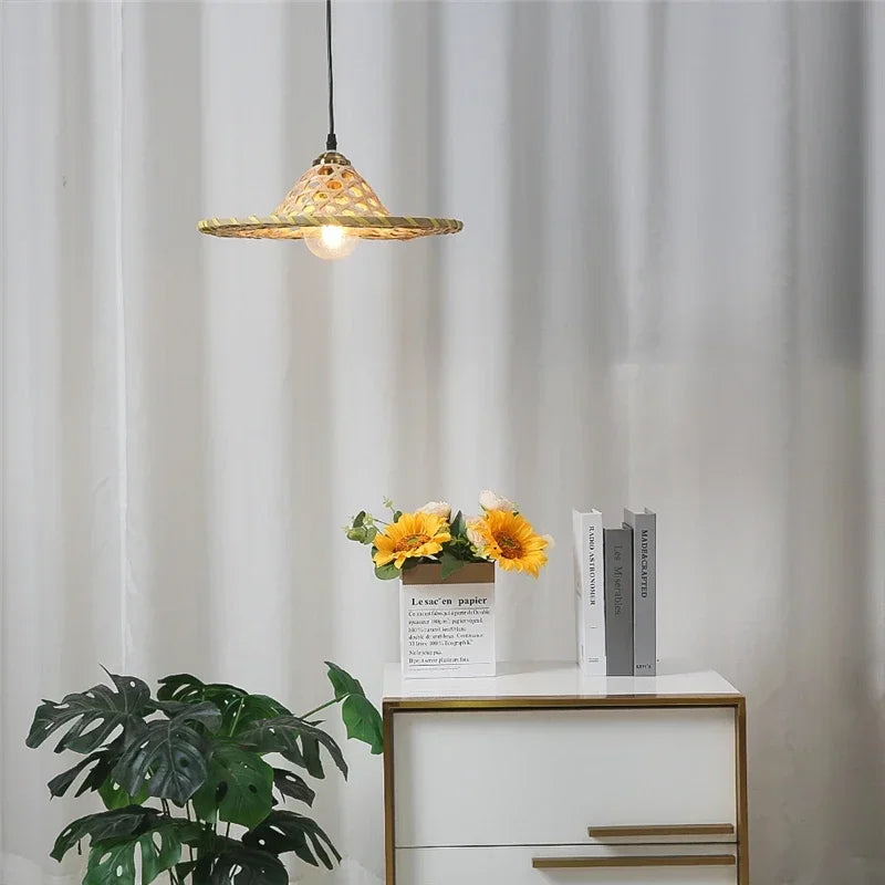 lustre d'art fait main en bambou naturel style chinois led