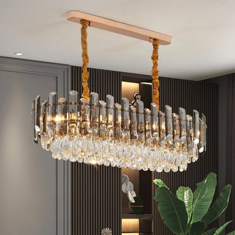 lustre led de luxe en cristal moderne 	 en stock