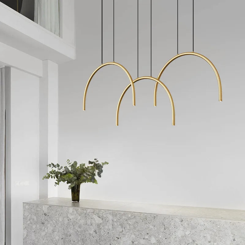 suspension modernes en laiton doré 2/4/6 led hauteur réglable