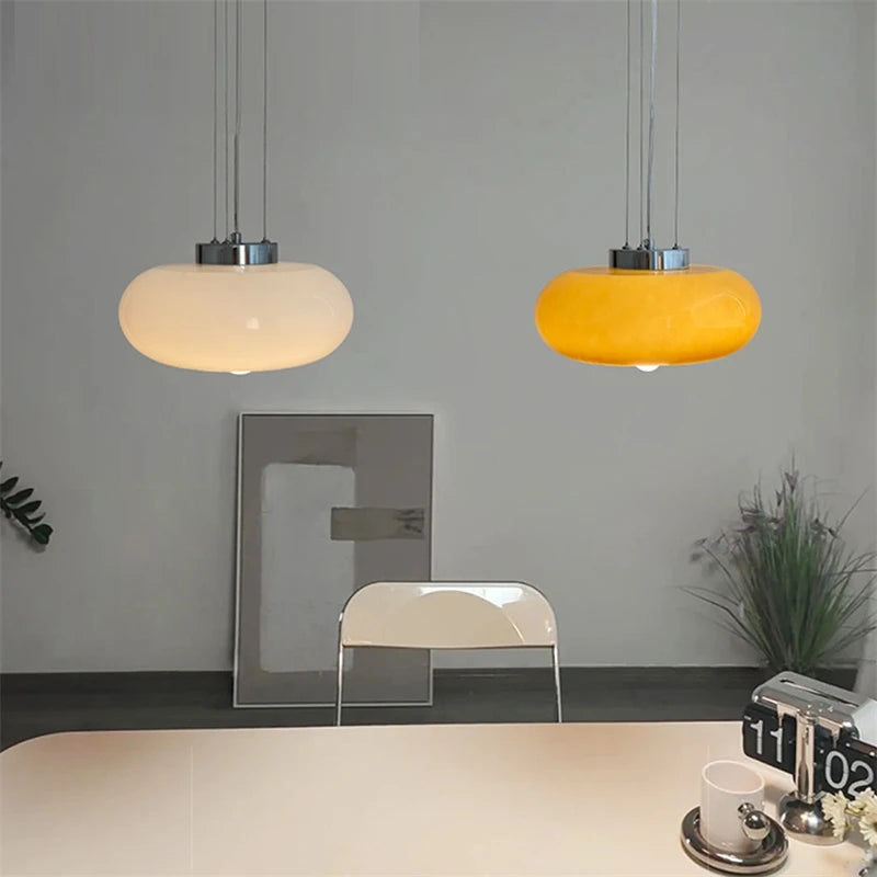 lustre nordique rétro bauhaus en métal et verre