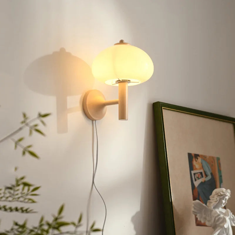 Bauhaus applique moderne champignon verre applique murale pour chambre salon Loft chambre décor blanc avec prise interrupteur applique murale