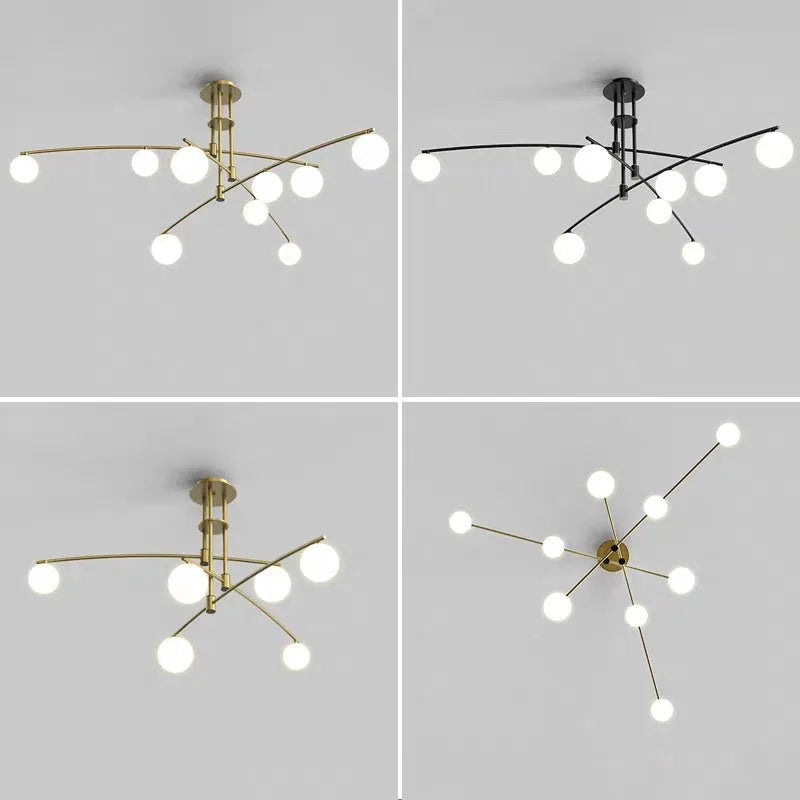 lustre en métal et verre pour barre de suspension cuisine
