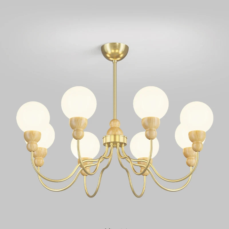 suspension en verre rétro avec éclairage led en bois