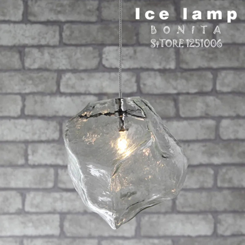 Suspension en cristal de glace Transparent pour restaurants en pierre de verre clair pour salle à manger à cordon led