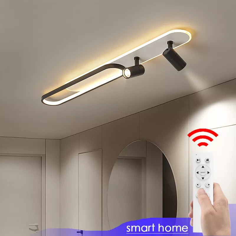 Lustres Led modernes avec projecteurs pour salon salle à manger chambre décor lumières cuisine acrylique plafonniers luminaire noir