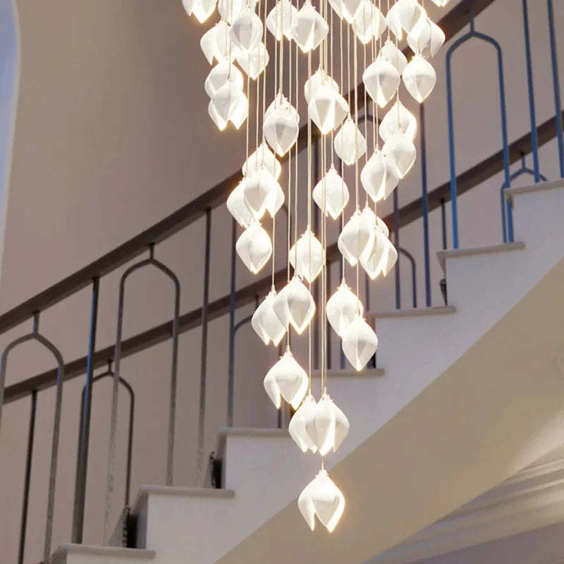 lustre duplex led en céramique magnolia pour hôtel et villa