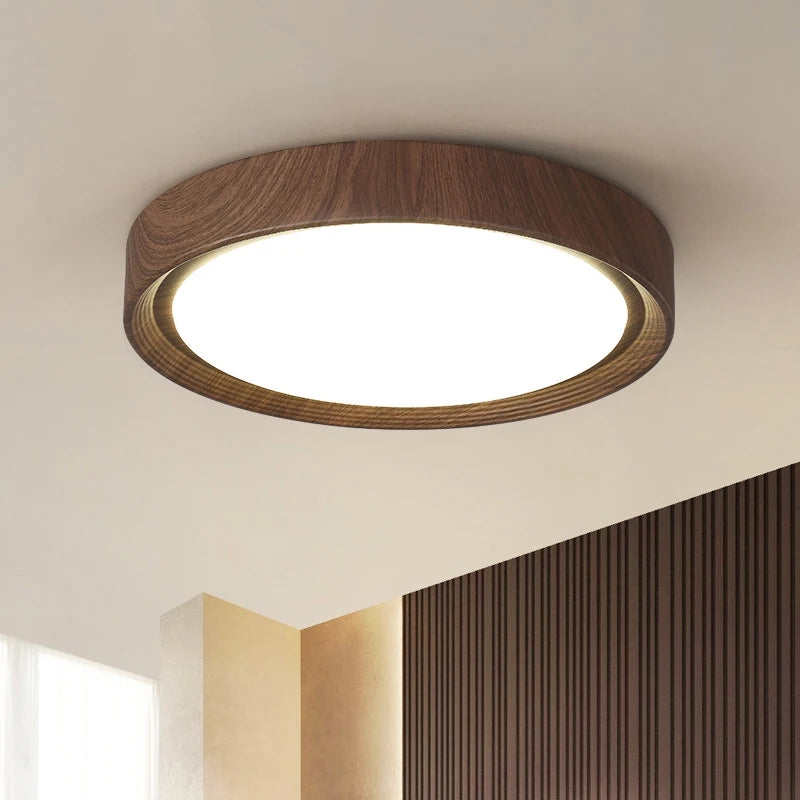 Plafonnier led en bois rond pour décoration intérieure