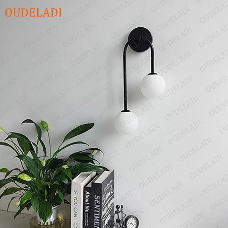 applique murale led boule verre intérieure moderne