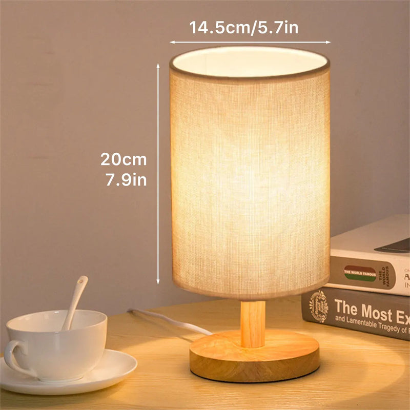 Lampe de chevet bois lanterne cylindrique abat-jour déco maison nouveau 2023