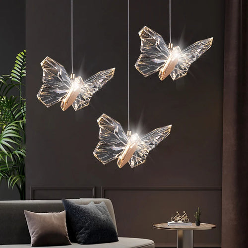 lampe led suspendue papillon design nordique moderne décoratif d'intérieur