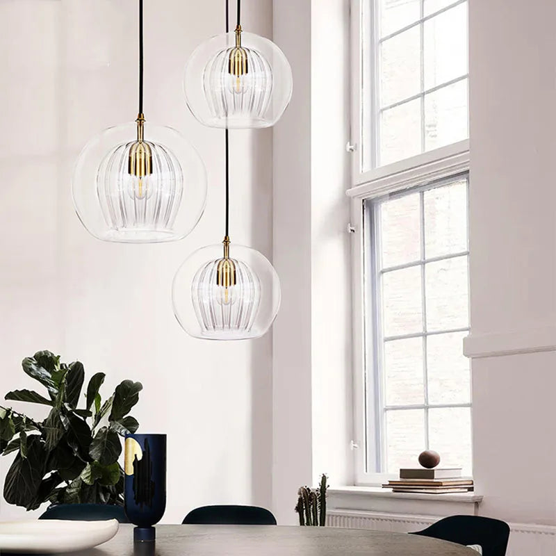 Suspension design boule nordique moderne en verre créative