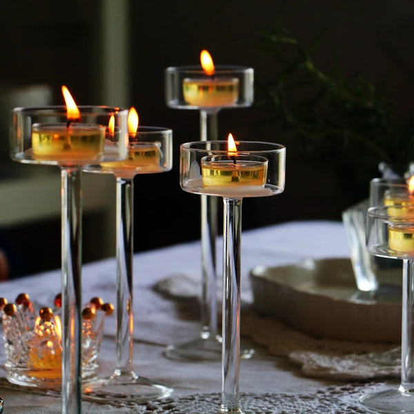 Bougeoirs En Verre Coloré BestAlice | 3 Couches Ondulées | Décoration Table