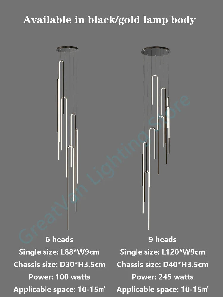 lustre nordique minimaliste rotatif en forme de u