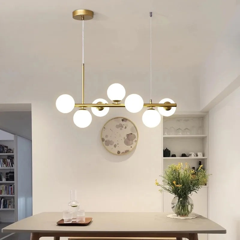 Nordique moderne suspension LED or lumière boule de verre 11 têtes lampe suspendue pour cuisine salon salle à manger Suspension Luminaire Design