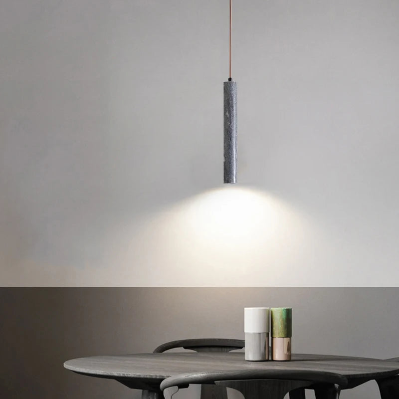 Suspension cylindrique en marbre naturel led minimaliste
