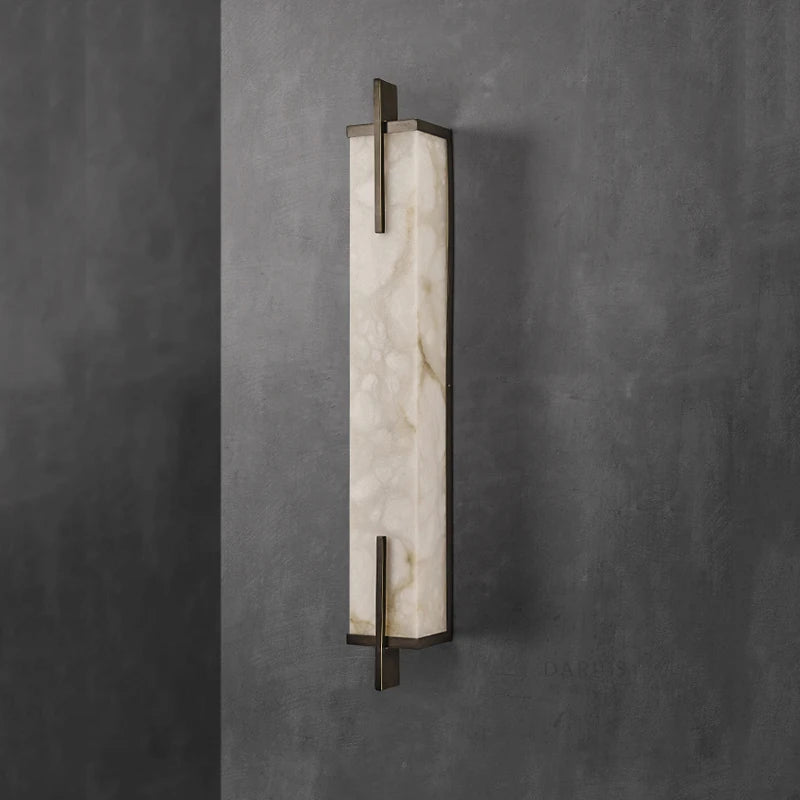 Applique murale Led en laiton doré et marbre