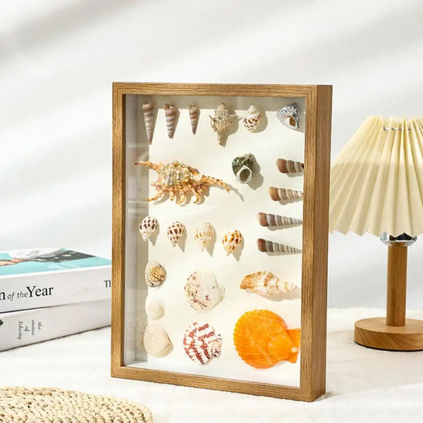 DECHOUS Cadre photo en bois avec fleurs séchées - Accessoire de bureau robuste