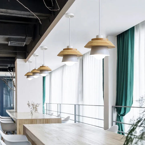 Sweet Home Macaron couleur LED fer bois Suspension Luminaire Lustre suspendu lumières intérieur Lustre lampes plafond décoration