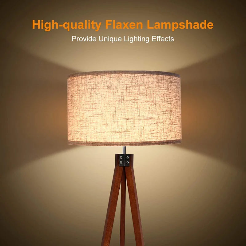 lampadaire kd en bois massif américain simple avec support de sol led