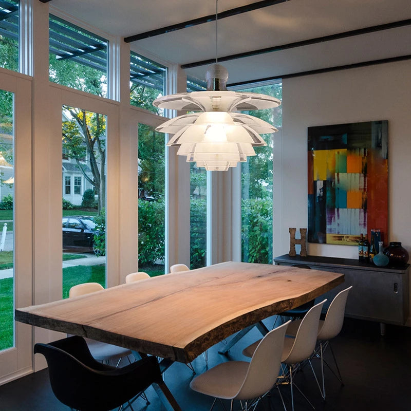 lustre en acrylique/verre moderne led en forme de pomme de pin