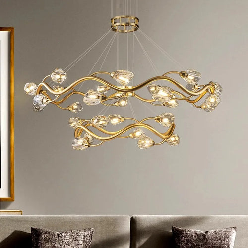 lustre led en cristal moderne de luxe pour éclairage intérieur
