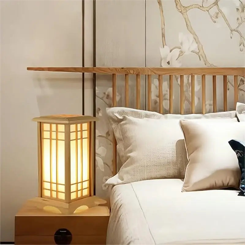 lampadaire japonais en bois massif pour intérieur lumineux