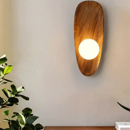 Applique murale LED minimaliste japonaise en bois massif