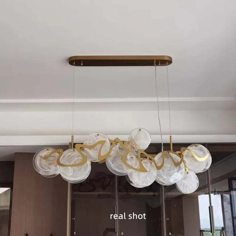 Suspension en verre et métal doré E14