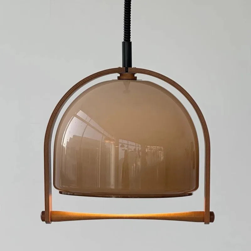 suspension en verre et bois style moderne hauteur réglable pour intérieur