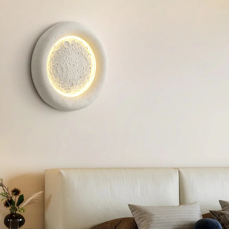 applique murale led ronde lune intensités variables art déco résine