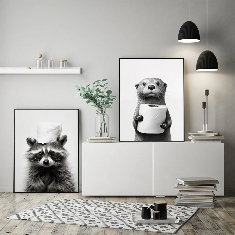 art mural amusant avec animaux mignons pour décoration intérieure