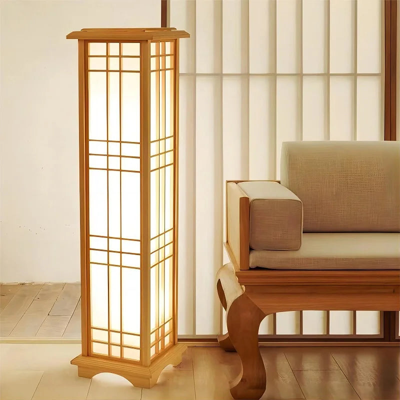 lampadaire japonais en bois massif pour intérieur lumineux