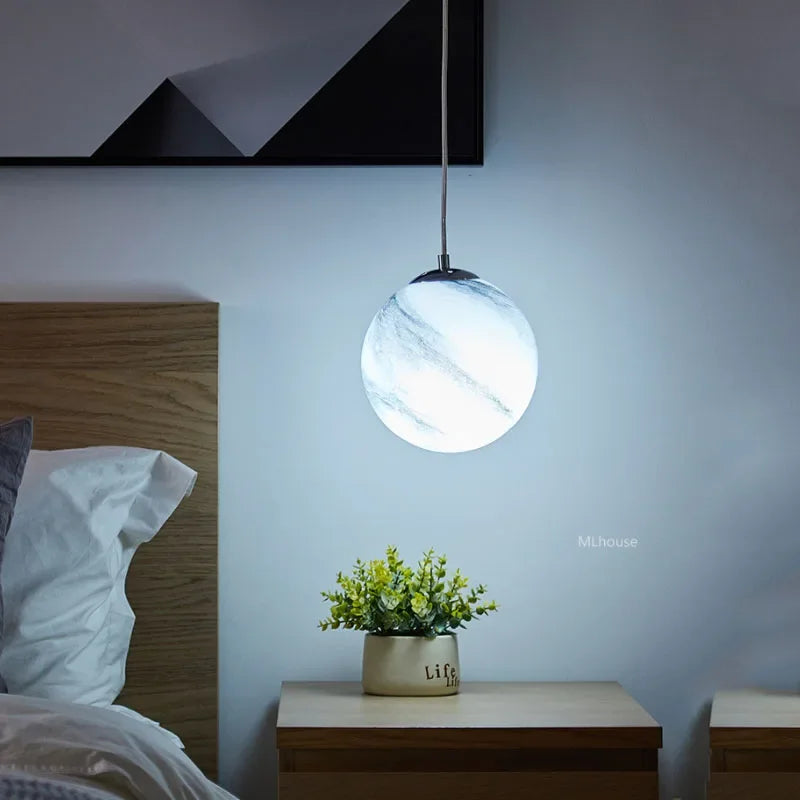lustre créatif led boule de verre pour chambre d'enfants