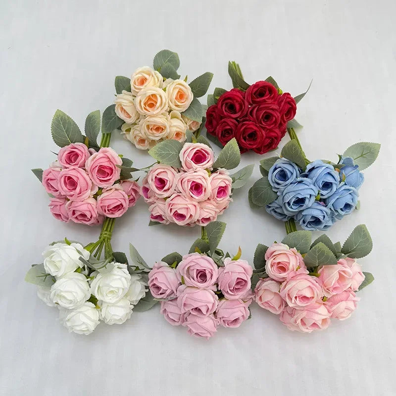 bouquet de 10 roses artificielles en soie décoratives pour événements