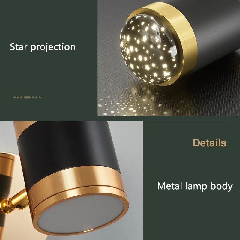 Applique murale de chevet nordiques avec Projection d'étoiles