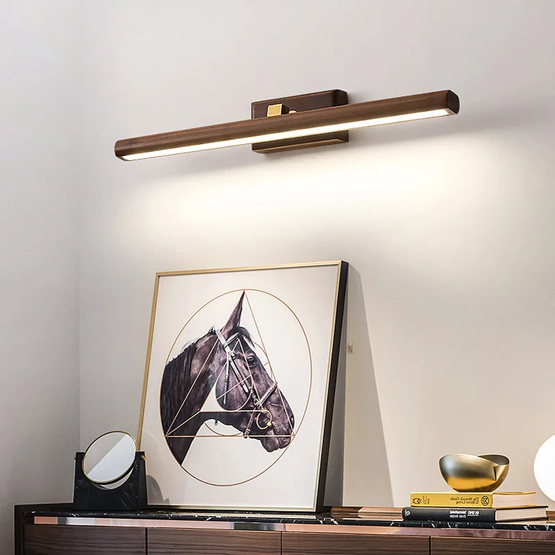 lampe de miroir scandinave en noyer noir led applique murale