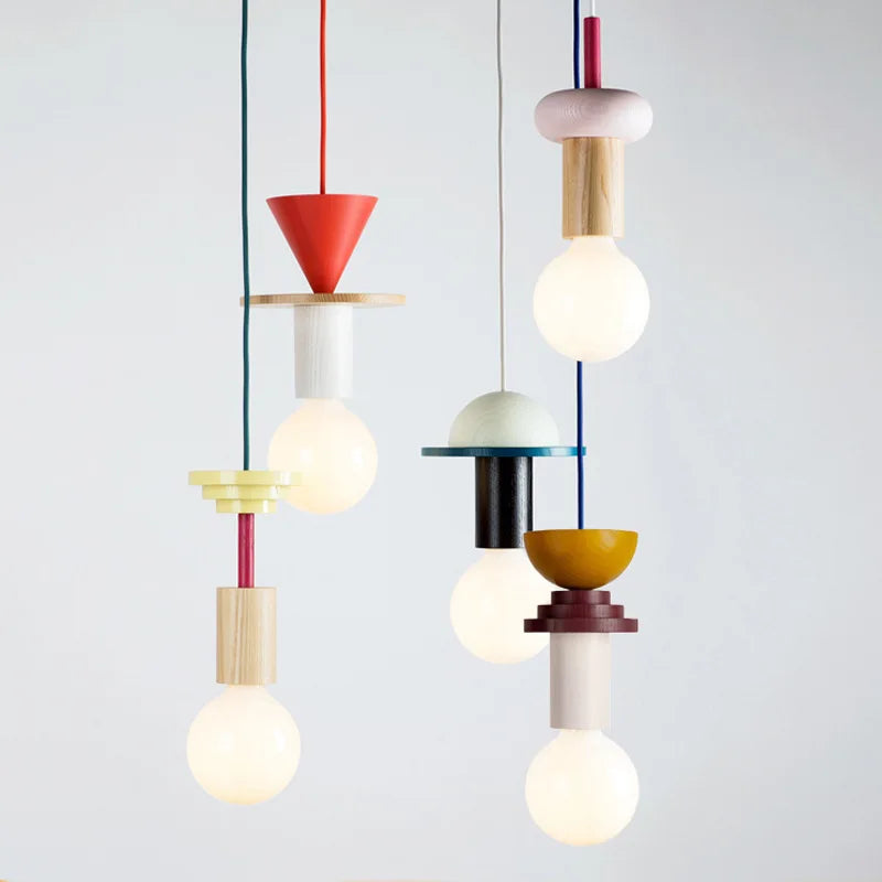 Couleur nordique bois suspension LED lumière cuisine suspension lampe Restaurant plafond lustre Luminaire chambre maison déco Luminaire