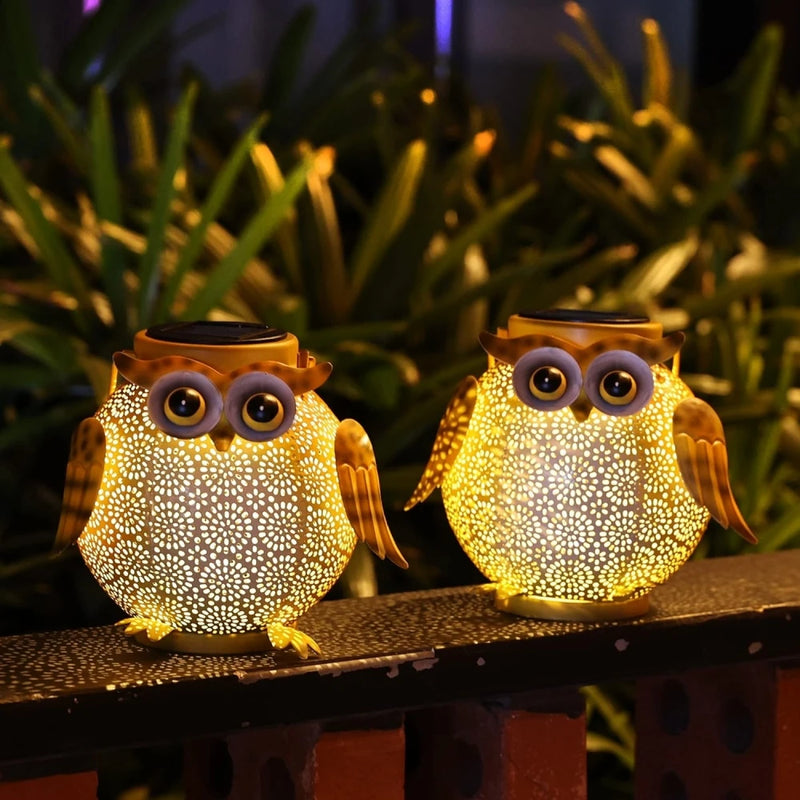 lanternes solaires hibou décoratives pour jardin extérieur