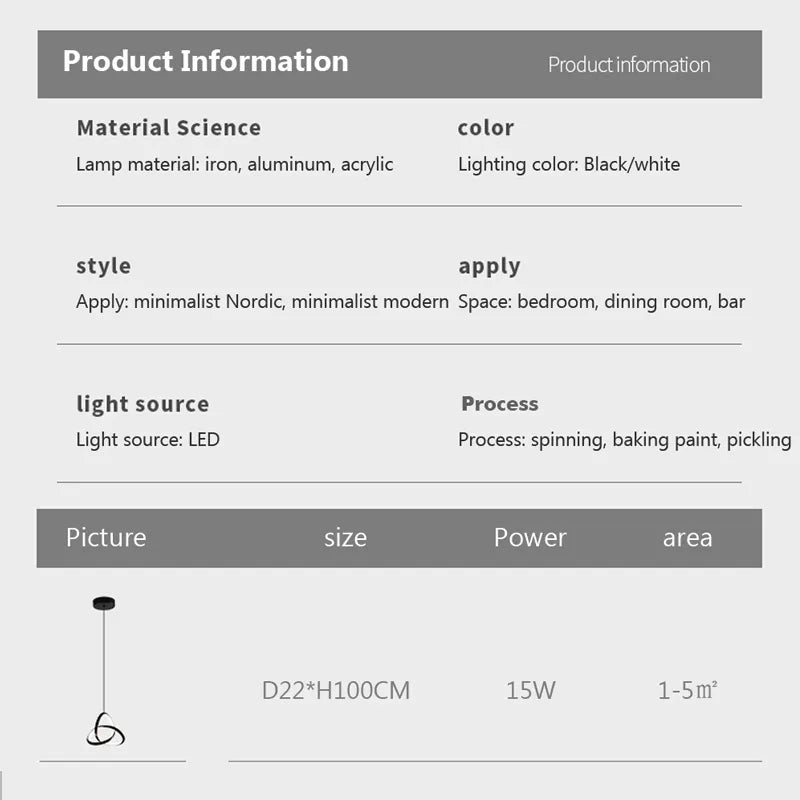 Suspension LED au design minimaliste moderne